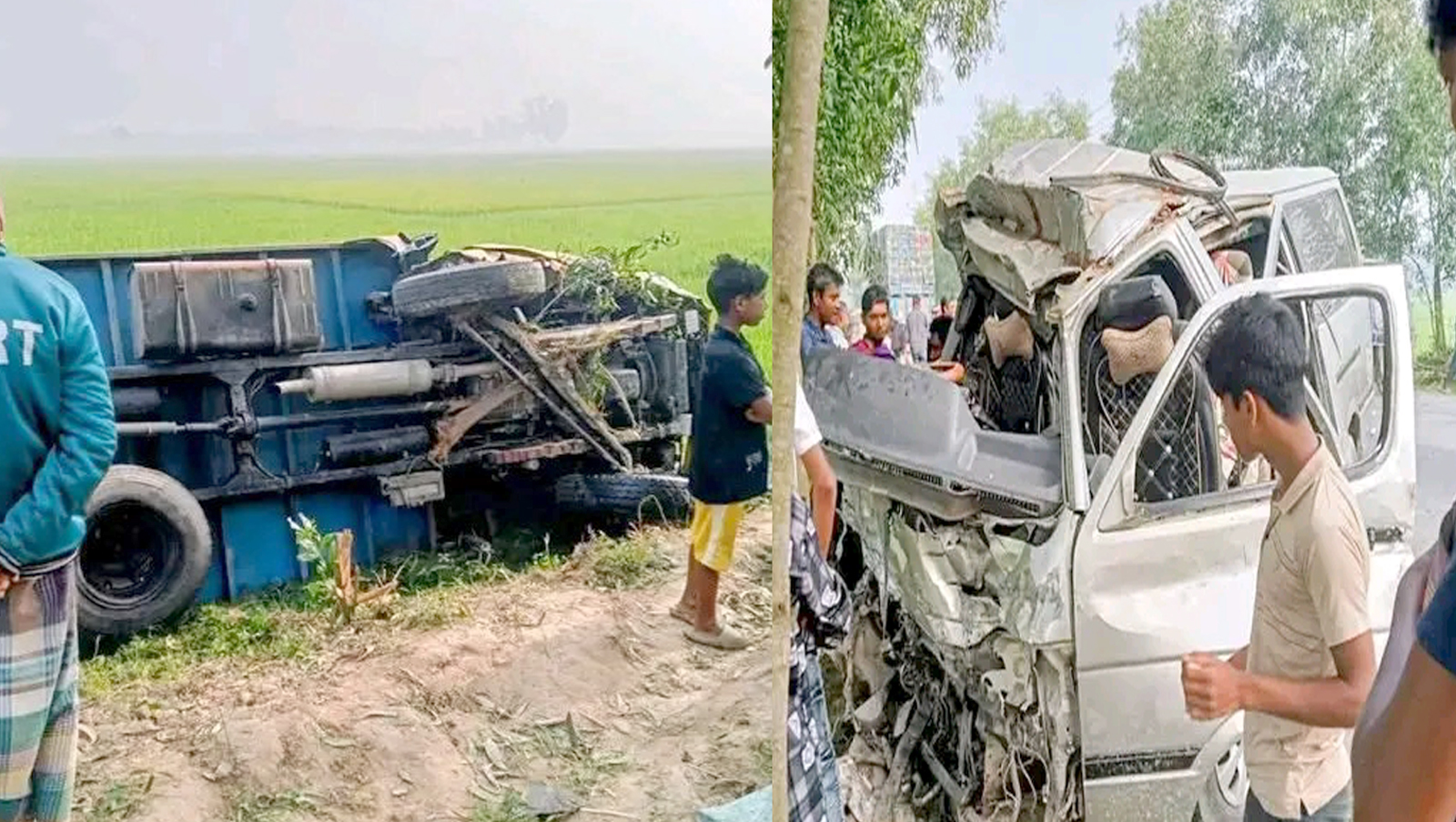 ঘোড়াঘাটে মাইক্রো ট্রাকের মুখোমুখি সংঘর্ষে নিহত ১ আহত ১০