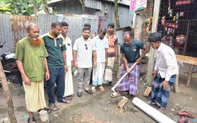 বগুড়ার শেরপুরে দীর্ঘদিনের জলাবদ্ধতা নিরসনে পাইপ ড্রেনেজ নির্মাণ