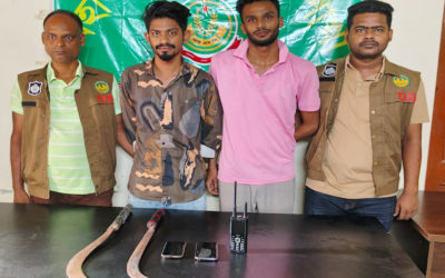 ছিনতাইয়ের প্রস্তুতিকালে হাসুয়া ও ওয়্যারলেস মোবাইল-সহ দুই যুবক গ্রেফতার