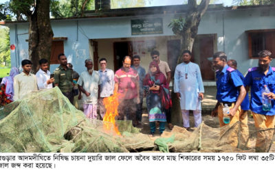 আদমদীঘিতে ১৭৫০ ফিট নিষিদ্ধ চায়না দুয়ারি জাল জব্দ