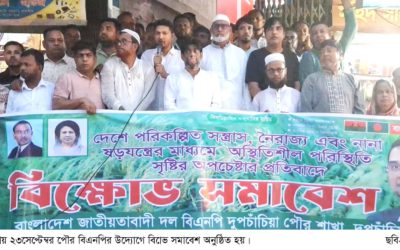 দুপচাঁচিয়ায় পৌর বিএনপির উদ্যোগে বিক্ষোভ সমাবেশ