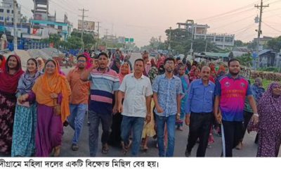 নন্দীগ্রামে জাতীয়তাবাদী মহিলা দলের বিক্ষোভ মিছিল