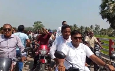 পাঁচবিবিতে বিএনপির চেয়ারম্যান প্রার্থী কাদের মন্ডলের বিশাল মোটরসাইকেল শোডাউন