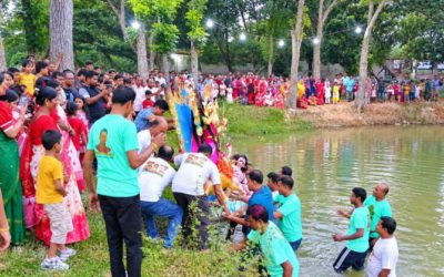 নন্দীগ্রামে প্রতিমা বিসর্জনের মধ্য দিয়ে শেষ হলো ৬দিনব্যাপী শারদীয় দুর্গোৎসব